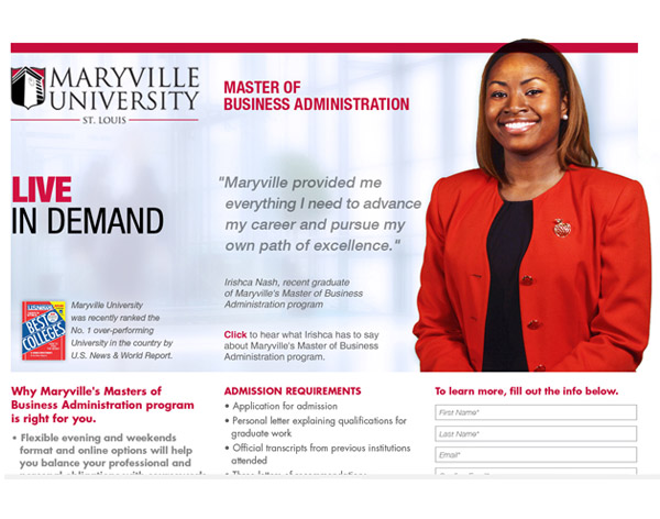 Maryville Univeristy Microsite