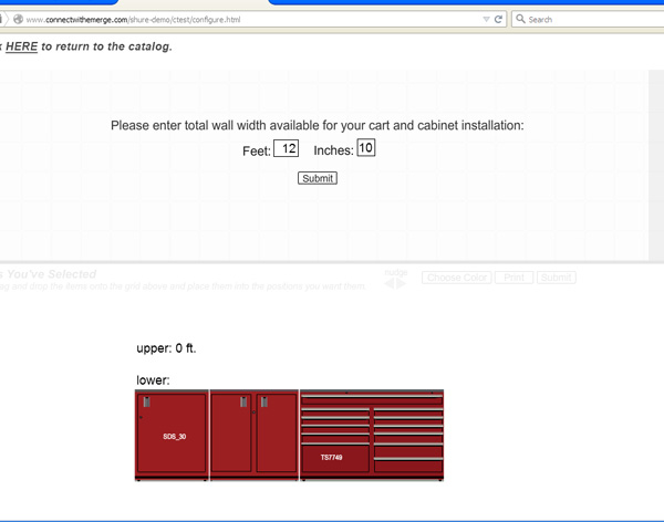 Shure Manufacturing configurator page 1